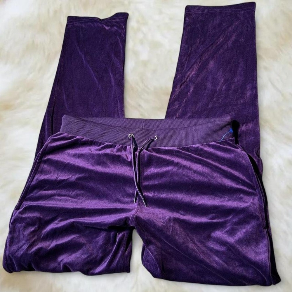 Tracksuit Y2K Purple Velvet Lounge Pants Drawstring Low Rise Velour Medium